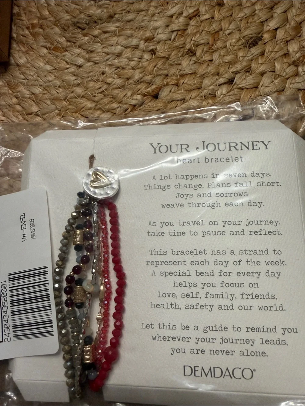 Demdaco Multi-Strand Beaded Heart Bracelet in Garnet and Gray